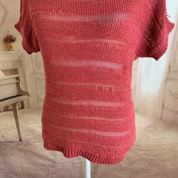 NEW Loft Burgundy Knit striped Sweater - Picture 3 of 6